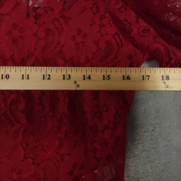 Lulus Womens Crop Top Red Floral Long Sleeve Keyhole Lace Nylon Blend S New - Picture 3 of 8